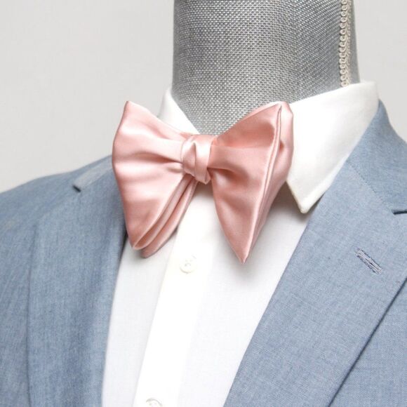 Men's Self tied Bow Tie Big‎ Butterfly Bow tie S608 Silver peach - Picture 7 of 16